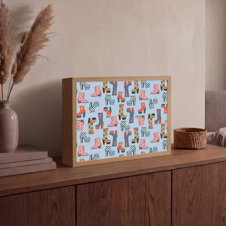 Laarzen - Patroon - Disco Light Box met batterij (Wandlamp) middel 907 -sfeer2
