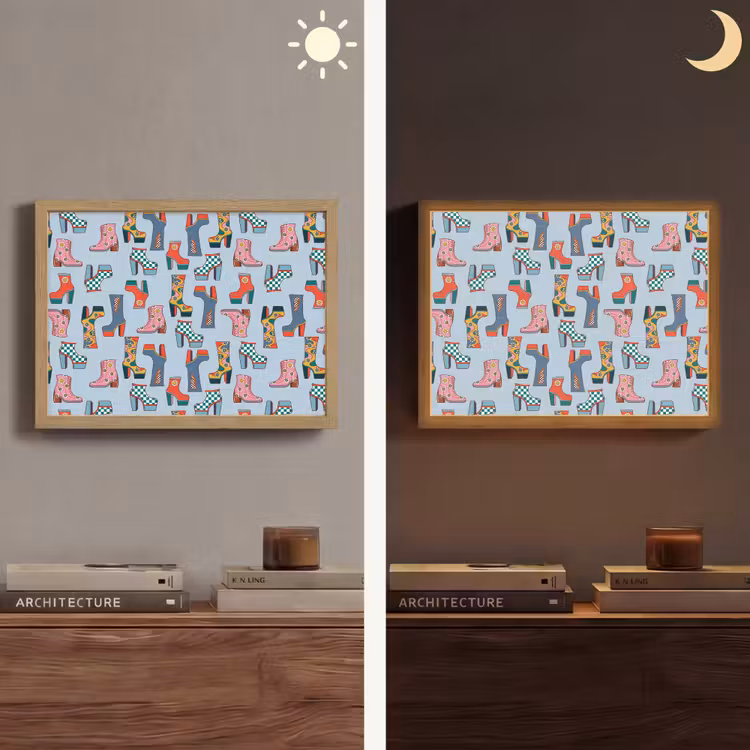 Laarzen - Patroon - Disco Light Box met batterij (Wandlamp) middel 907 -sfeer3