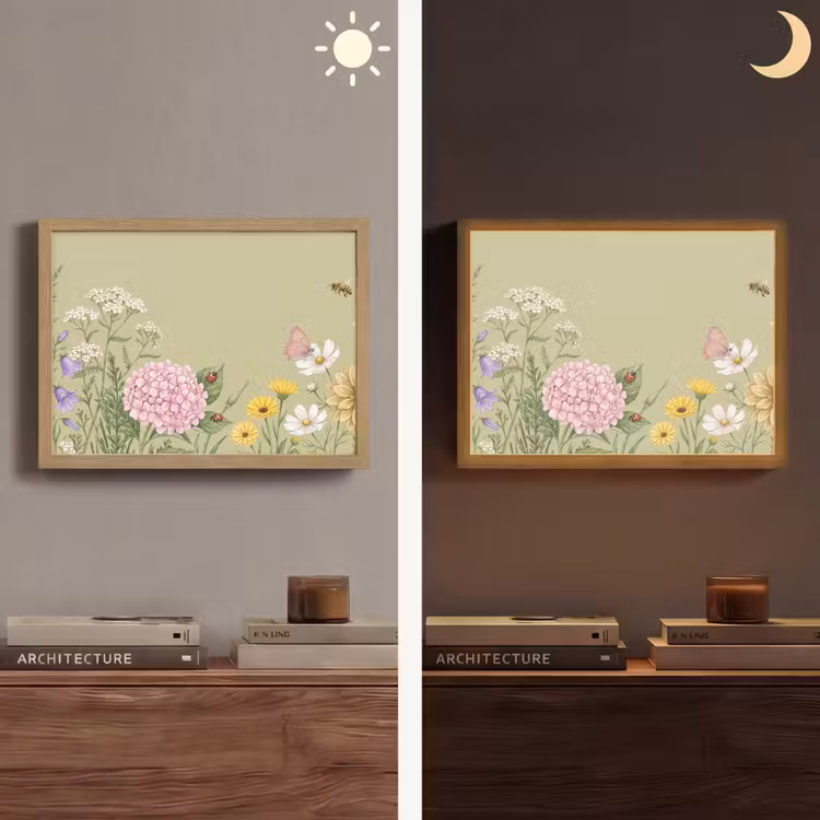 Botanisch - Bloemen - Kleurrijk Light Box met batterij (Wandlamp) middel -sfeer3