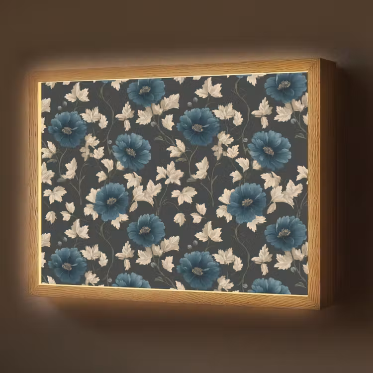 Botanisch - Bloemen - Blauw Light Box met batterij (Wandlamp) middel 907 -z3d_website