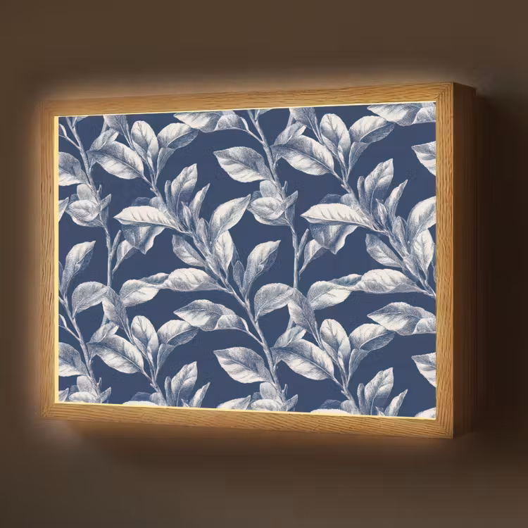 Botanisch - Patroon - Blauw Light Box met batterij (Wandlamp) middel 907 -z3d_website