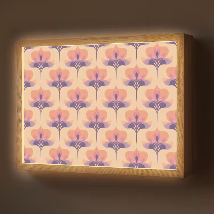 Botanisch - Patroon - Pastel Light Box met batterij (Wandlamp) middel 907 -z3d_website
