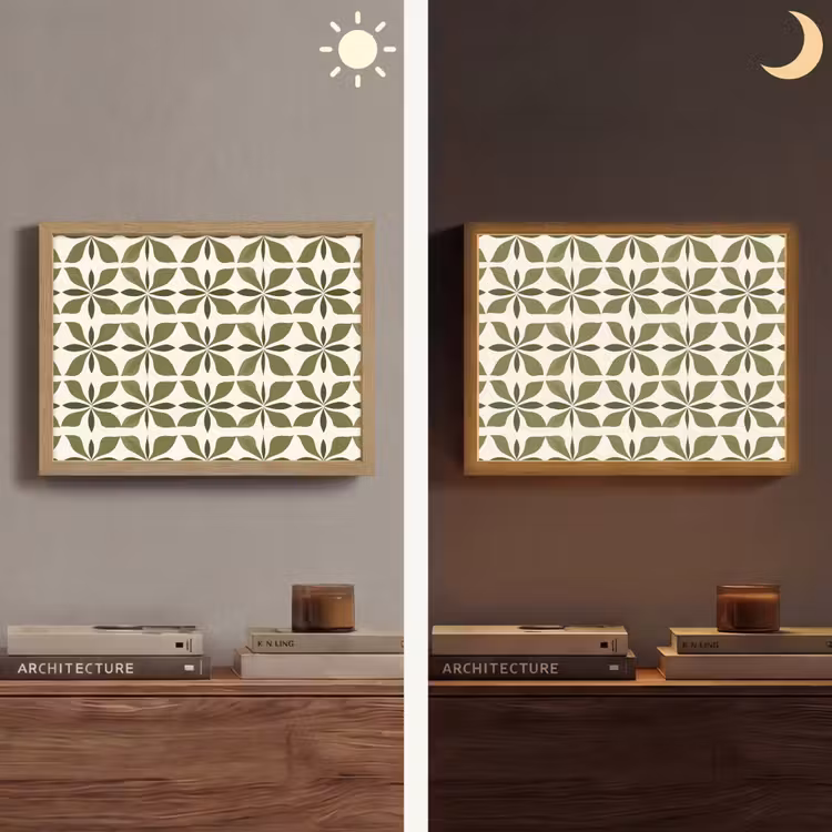 Botanisch - Retro - Groen Light Box met batterij (Wandlamp) middel 907 -sfeer3