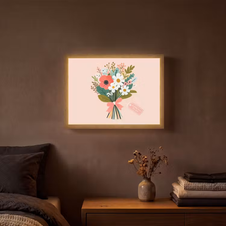 Boeket - Strikje - Kaartje - Quote Light Box met batterij (Wandlamp) middel -sfeer4