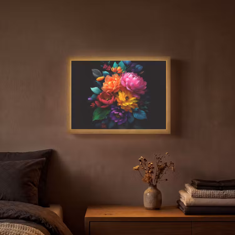 Boeket - Bloemen - Kleur Light Box met batterij (Wandlamp) middel -sfeer4
