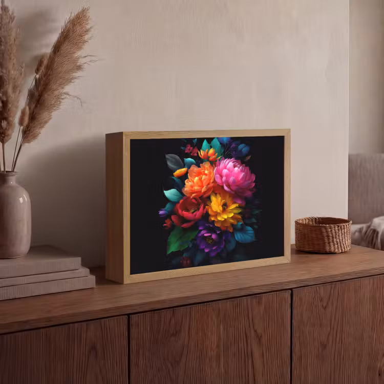Boeket - Bloemen - Kleur Light Box met batterij (Wandlamp) middel -sfeer2