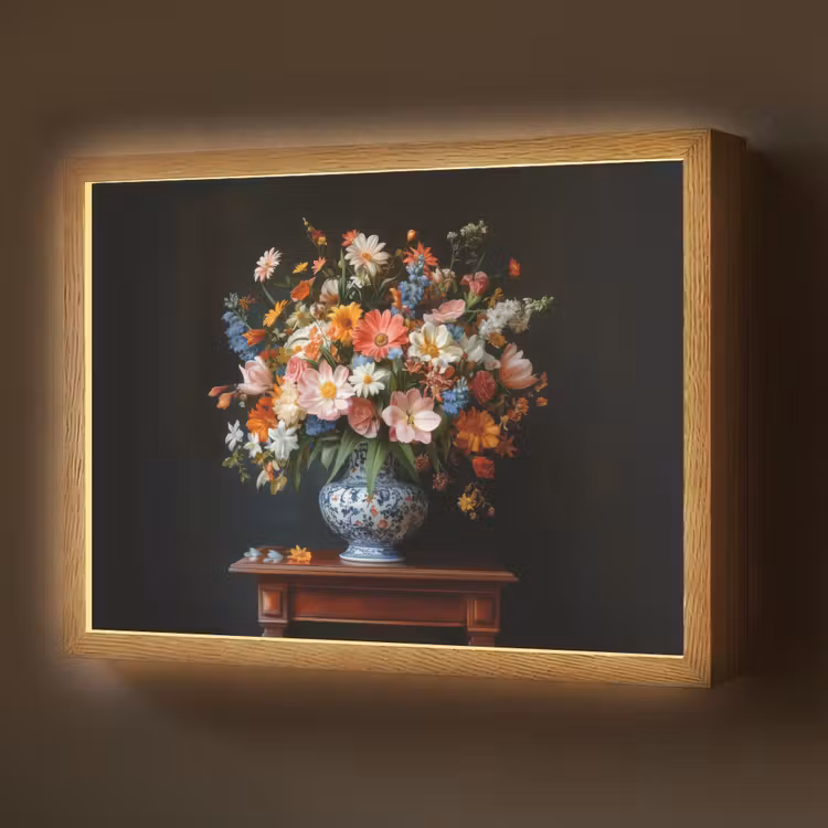 Boeket - Roze - Bloemen - Vaas Light Box met batterij (Wandlamp) middel -z3d_website