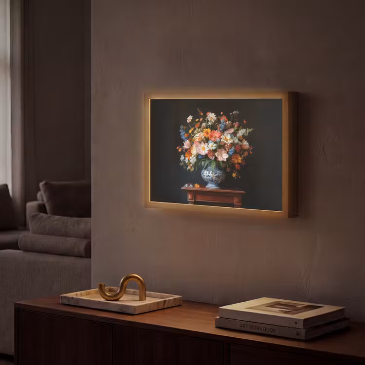 Boeket - Roze - Bloemen - Vaas Light Box met batterij (Wandlamp) middel -sfeer1
