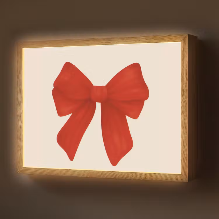 Strik - Symmetrisch - Rood - Lint Light Box met batterij (Wandlamp) middel -z3d_website