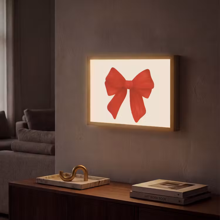 Strik - Symmetrisch - Rood - Lint Light Box met batterij (Wandlamp) middel -sfeer1