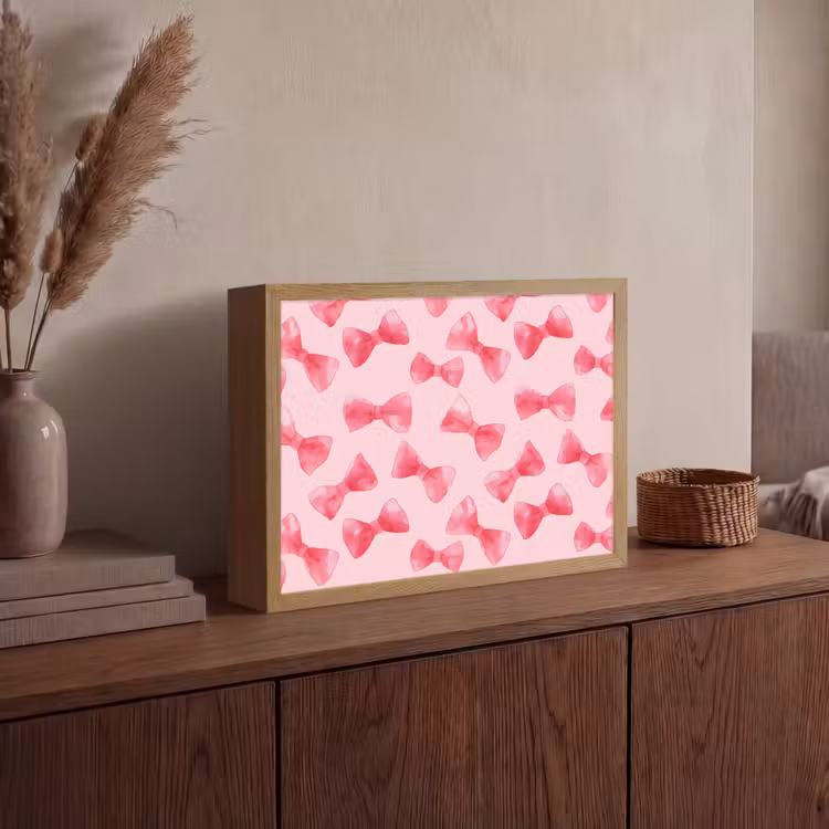 Strikken - Aquarel - Roze Light Box met batterij (Wandlamp) middel 907 -sfeer2