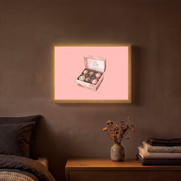 Doosje - Bonbons - Liefdevolle - Tekst Light Box met batterij (Wandlamp) middel -sfeer4