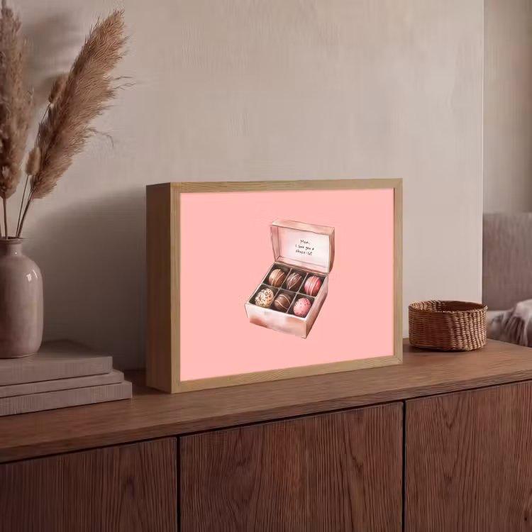 Doosje - Bonbons - Liefdevolle - Tekst Light Box met batterij (Wandlamp) middel -sfeer2