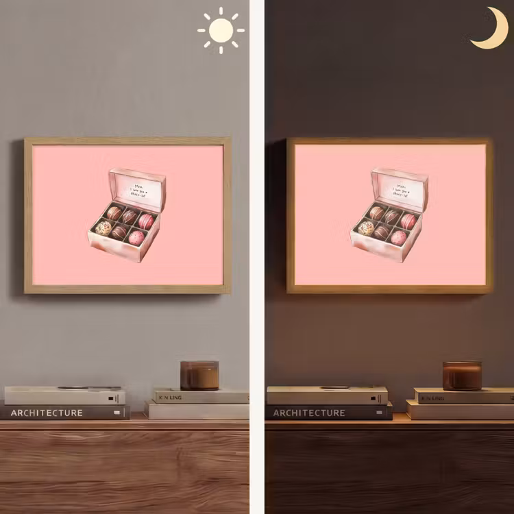 Doosje - Bonbons - Liefdevolle - Tekst Light Box met batterij (Wandlamp) middel -sfeer3