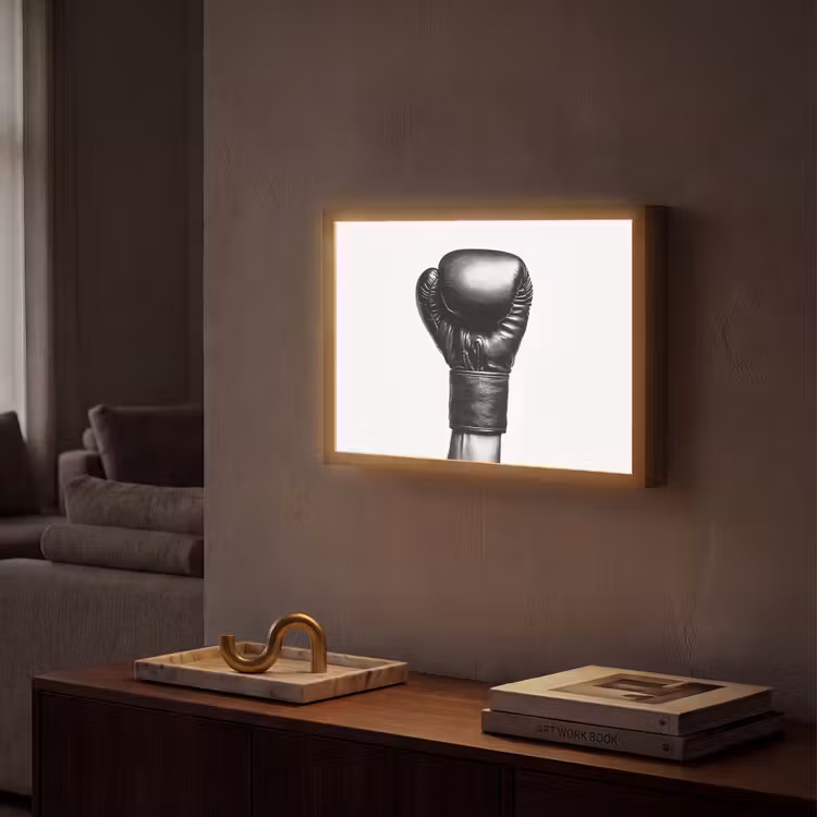 Bokshandschoen - Zwart - Hand Light Box met batterij (Wandlamp) middel -sfeer1