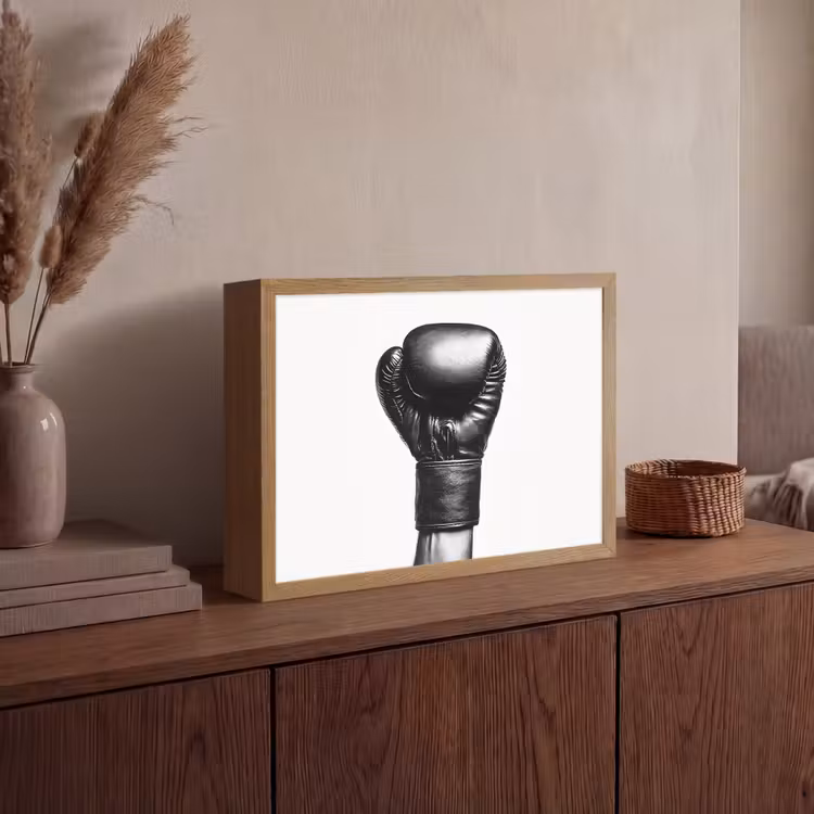 Bokshandschoen - Zwart - Hand Light Box met batterij (Wandlamp) middel -sfeer2