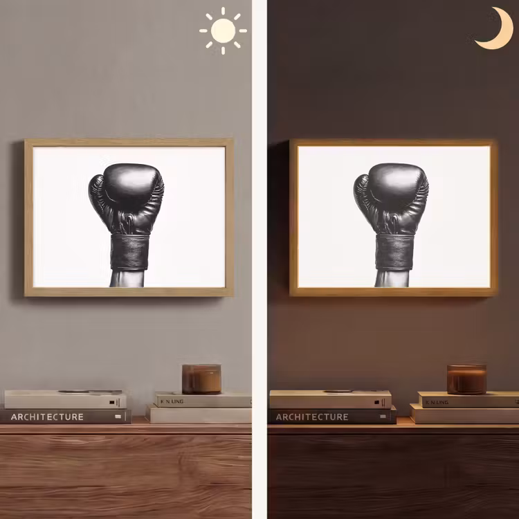 Bokshandschoen - Zwart - Hand Light Box met batterij (Wandlamp) middel -sfeer3