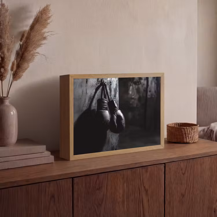 Bokshandschoenen - Muur - Duister - Zwart Light Box met batterij (Wandlamp) middel -sfeer2