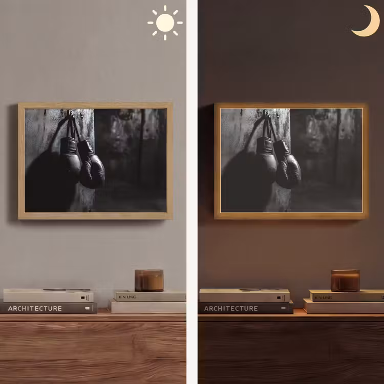 Bokshandschoenen - Muur - Duister - Zwart Light Box met batterij (Wandlamp) middel -sfeer3