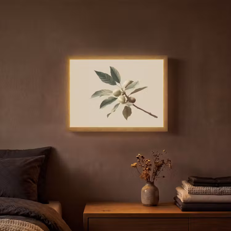 Tak - Groene Bladeren - Vruchten Light Box met batterij (Wandlamp) middel -sfeer4