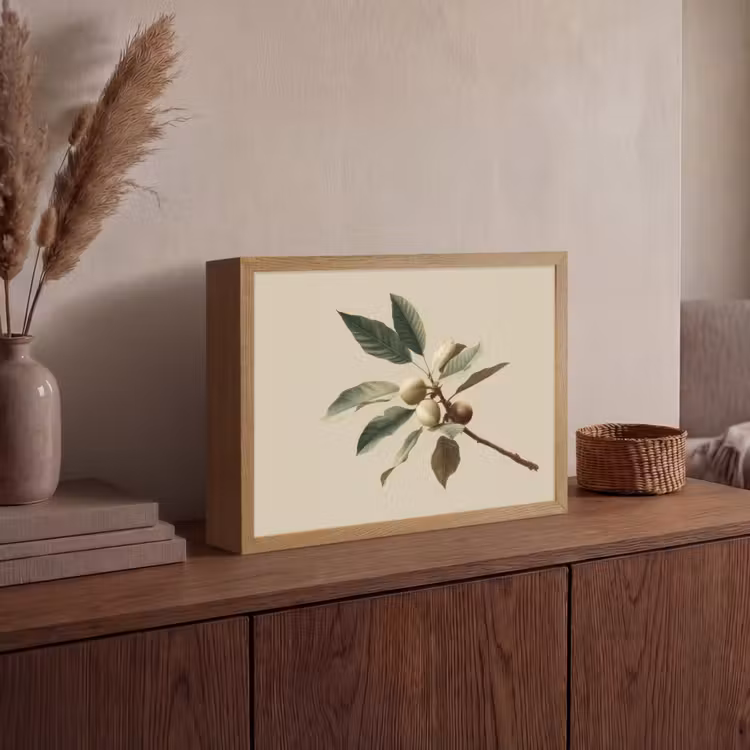 Tak - Groene Bladeren - Vruchten Light Box met batterij (Wandlamp) middel -sfeer2