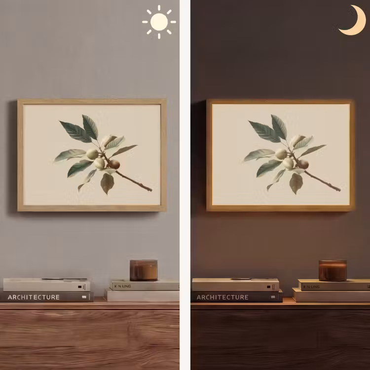 Tak - Groene Bladeren - Vruchten Light Box met batterij (Wandlamp) middel -sfeer3