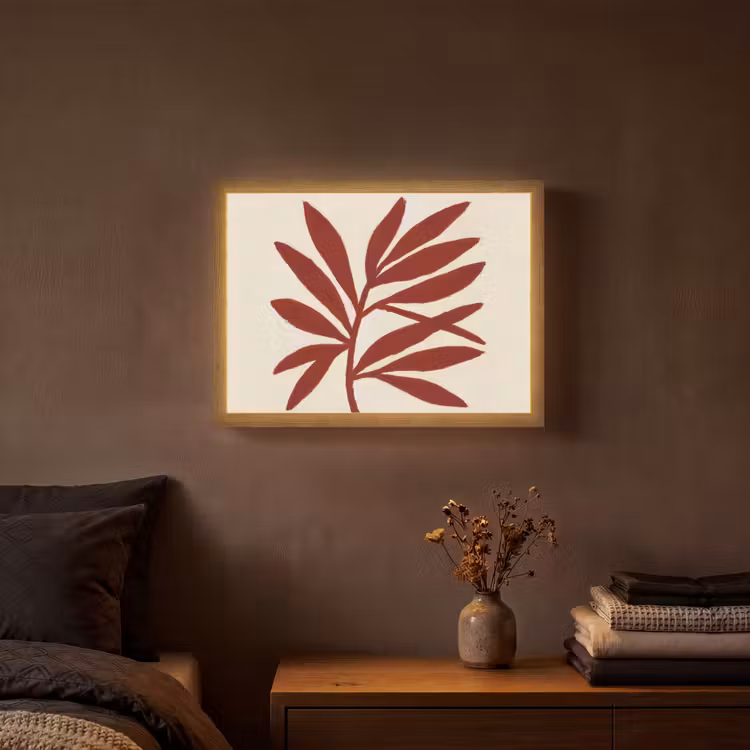 Tak - Bladeren - Rood Light Box met batterij (Wandlamp) middel -sfeer4