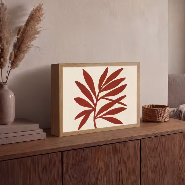 Tak - Bladeren - Rood Light Box met batterij (Wandlamp) middel -sfeer2