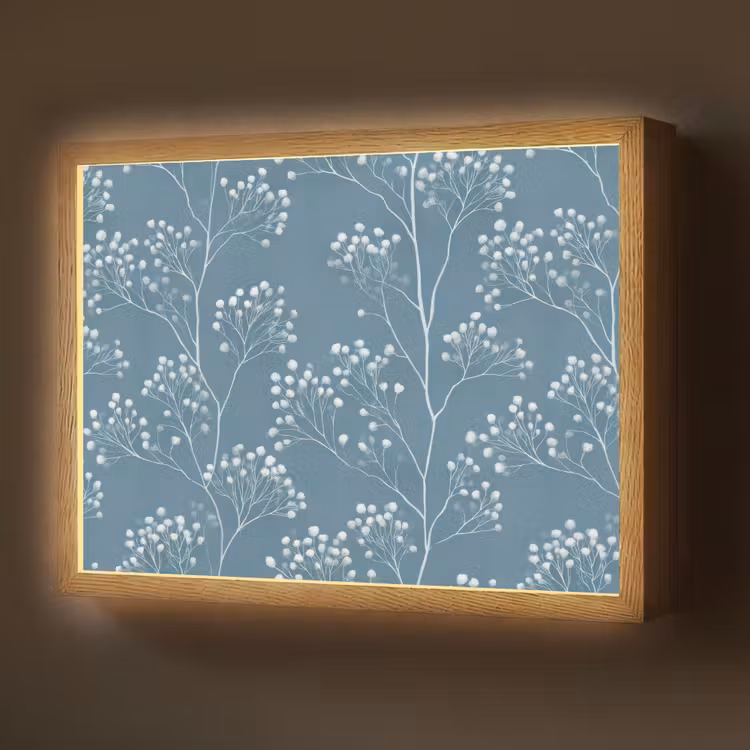 Takken - Bessen - Patroon - Lichtblauw Light Box met batterij (Wandlamp) middel 907 -z3d_website