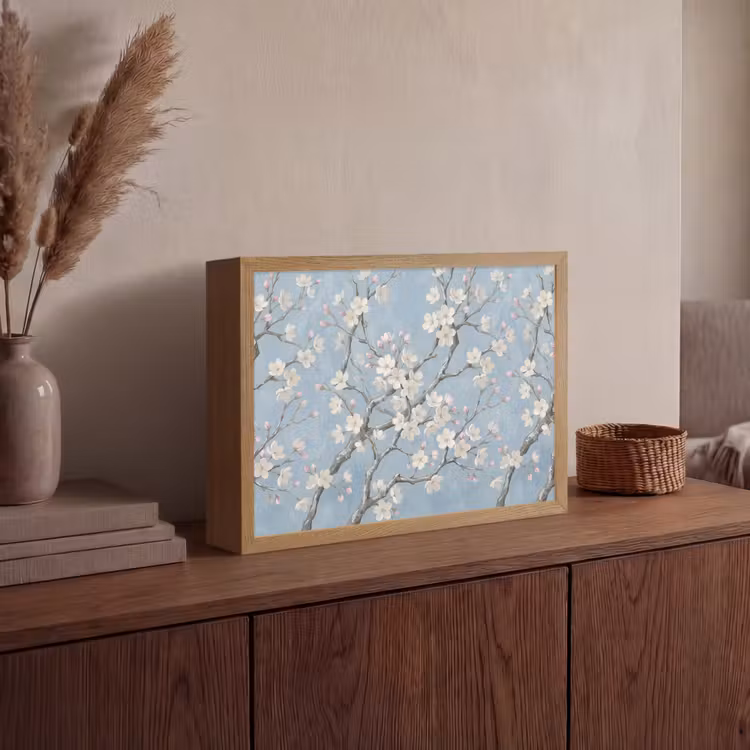 Takken - Kersenbloesem - Blauw Light Box met batterij (Wandlamp) middel -sfeer2