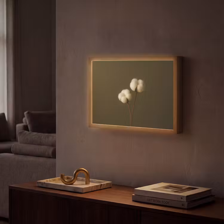 Takken - Katoen - Wit - Bollen Light Box met batterij (Wandlamp) middel -sfeer1