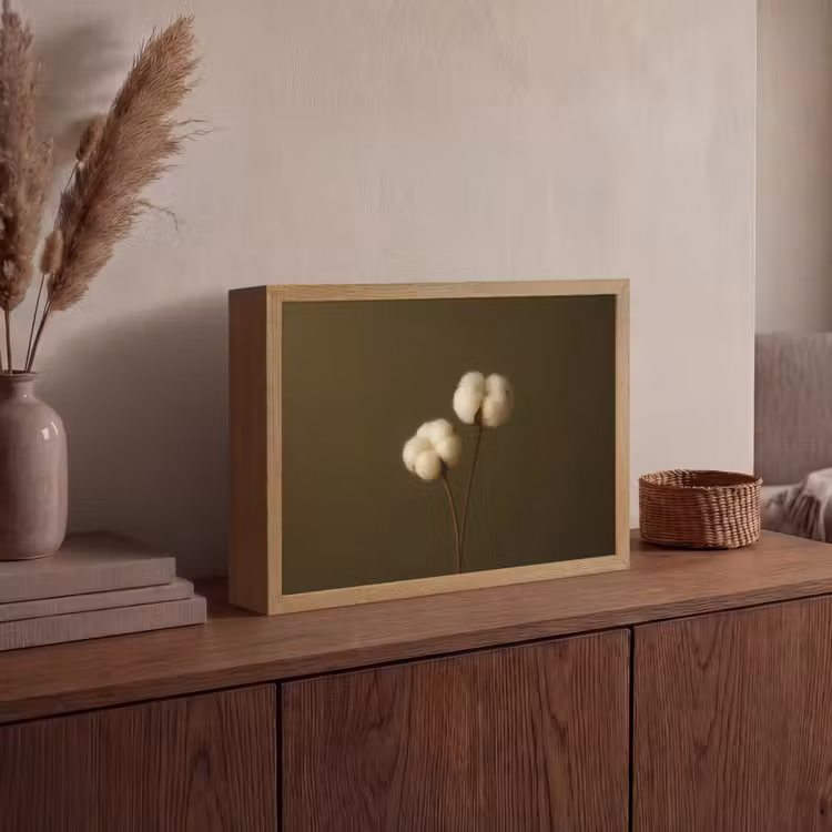 Takken - Katoen - Wit - Bollen Light Box met batterij (Wandlamp) middel -sfeer2