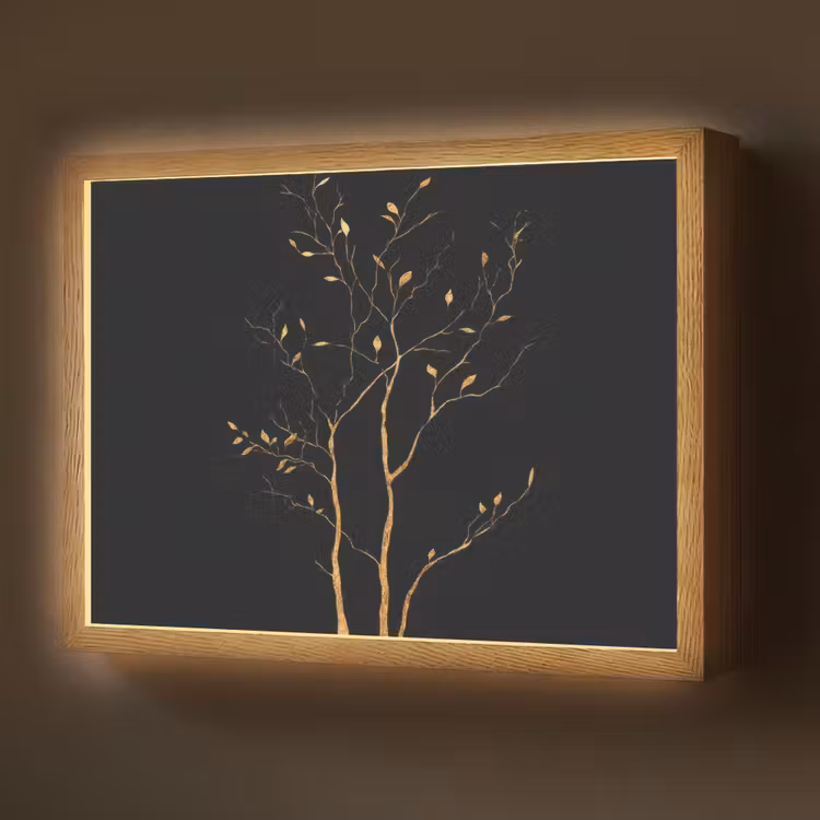 Takken - Blaadjes - Zwart Light Box met batterij (Wandlamp) middel -z3d_website