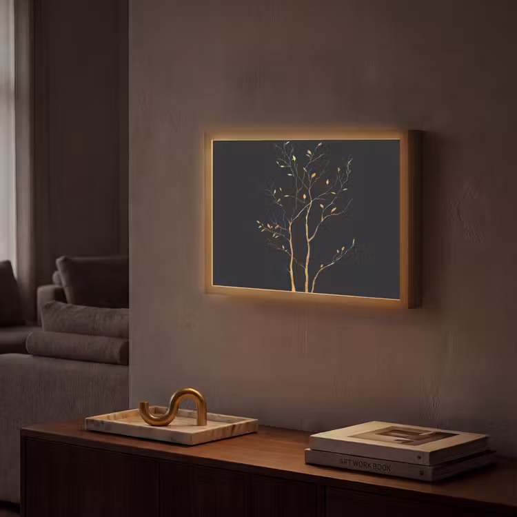 Takken - Blaadjes - Zwart Light Box met batterij (Wandlamp) middel -sfeer1