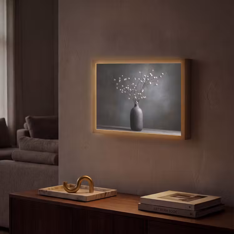 Takken - Vaas - Bolletjes - Wit Light Box met batterij (Wandlamp) middel -sfeer1