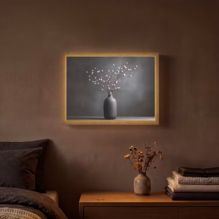 Takken - Vaas - Bolletjes - Wit Light Box met batterij (Wandlamp) middel -sfeer4