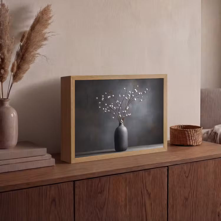 Takken - Vaas - Bolletjes - Wit Light Box met batterij (Wandlamp) middel -sfeer2