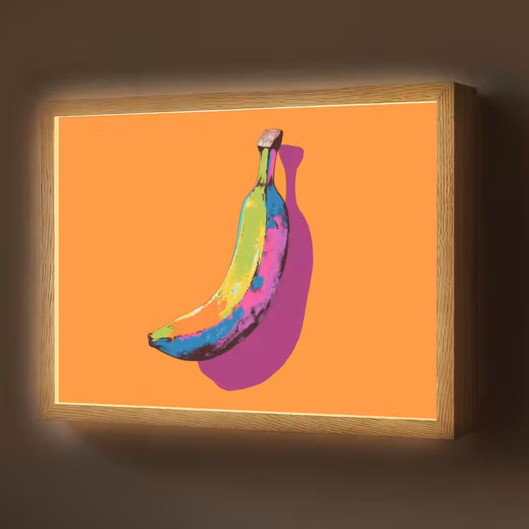 Felle kleuren - Banaan - popart Light Box met batterij (Wandlamp) middel -z3d_website