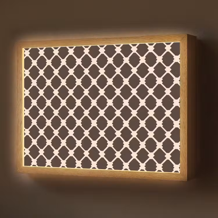 Bruin - Ruitpatroon - Geometrisch Light Box met batterij (Wandlamp) middel 907 -z3d_website