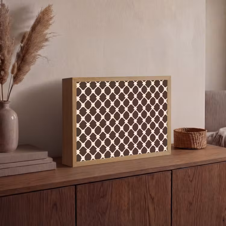 Bruin - Ruitpatroon - Geometrisch Light Box met batterij (Wandlamp) middel 907 -sfeer2