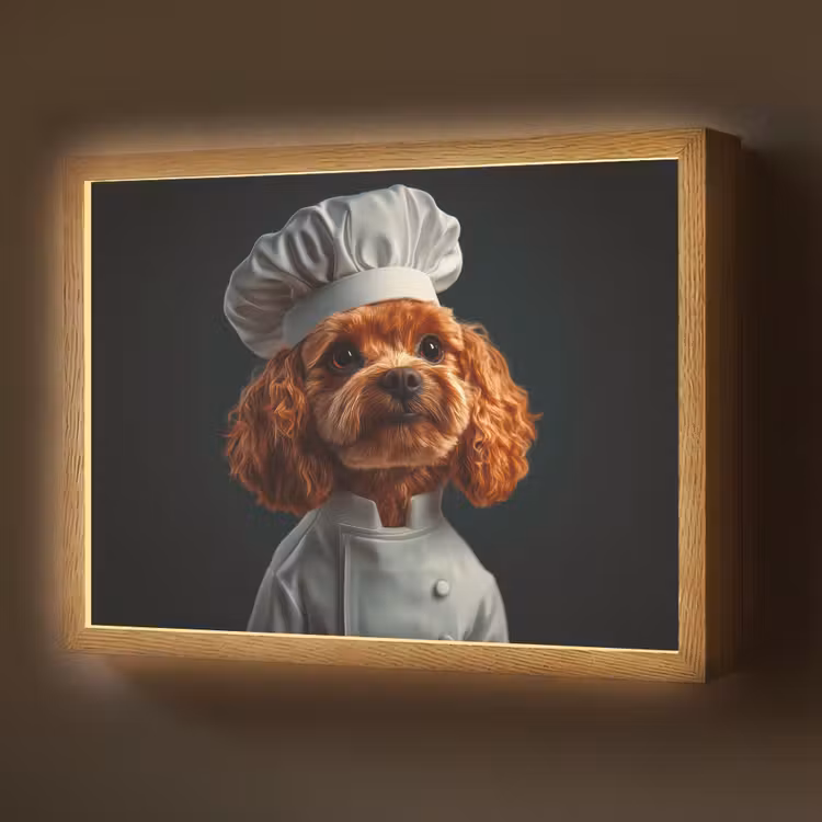 Bruin - Kok - Hondje Light Box met batterij (Wandlamp) middel -z3d_website