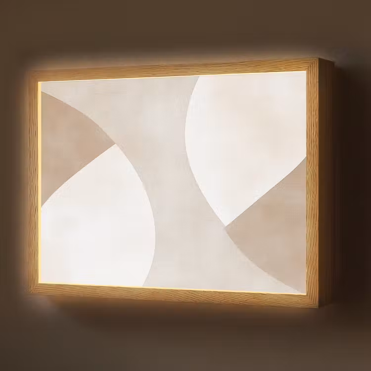Bruin - Japandi - Abstract Light Box met batterij (Wandlamp) middel -z3d_website