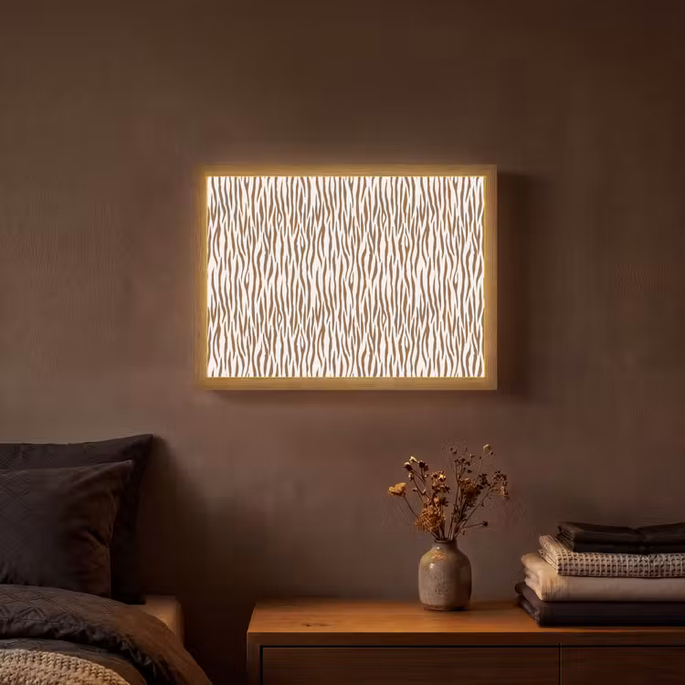 Bruin - Patroon - Zebra Light Box met batterij (Wandlamp) middel 907 -sfeer4