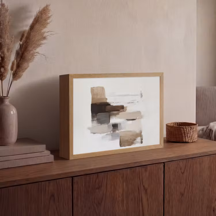 Penseelstreken - Balans - Beige - Bruin Light Box met batterij (Wandlamp) middel -sfeer2