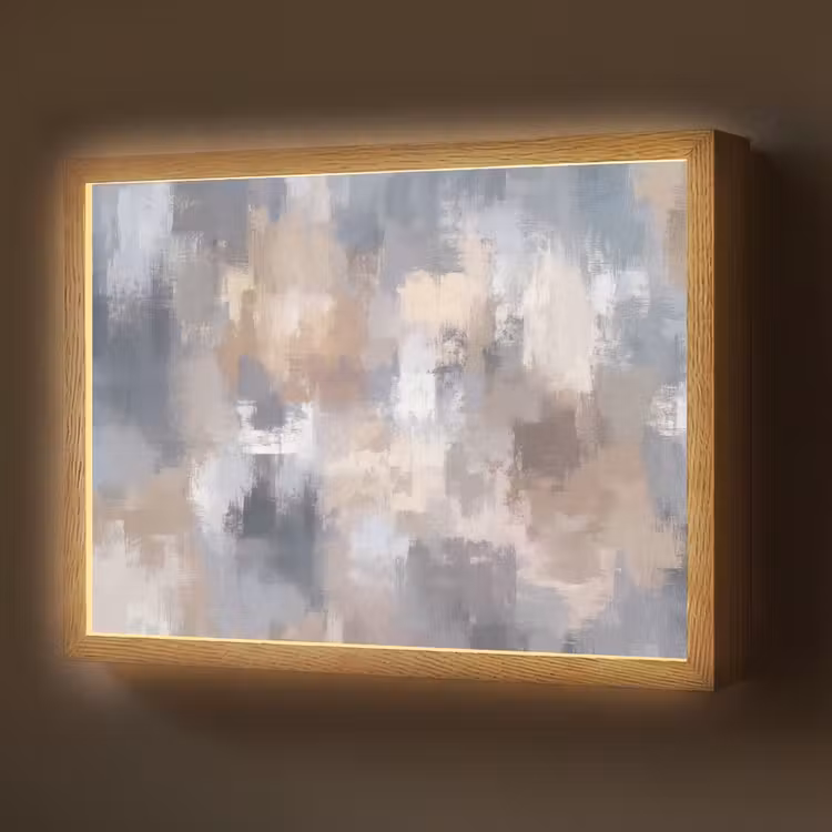 Penseelstreken - Schilderij - Beige Light Box met batterij (Wandlamp) middel -z3d_website