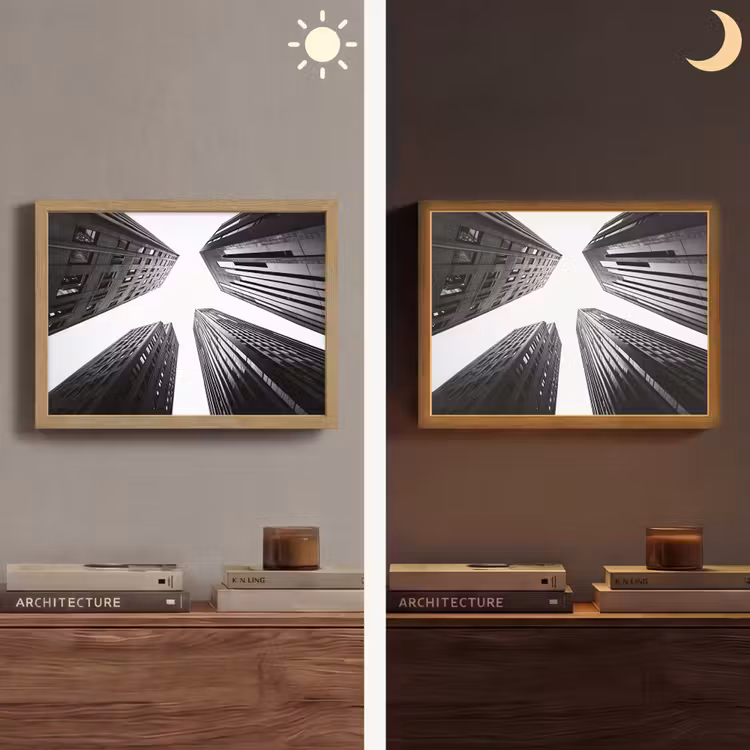 Gebouwen - Lucht - Zwart Light Box met batterij (Wandlamp) middel -sfeer3