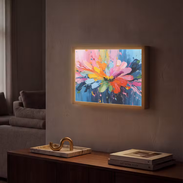 Kleuruitbarsting - Expressieve sfeer - Bloem Light Box met batterij (Wandlamp) middel -sfeer1