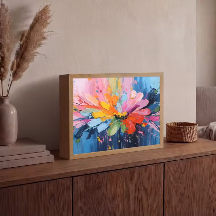 Kleuruitbarsting - Expressieve sfeer - Bloem Light Box met batterij (Wandlamp) middel -sfeer2