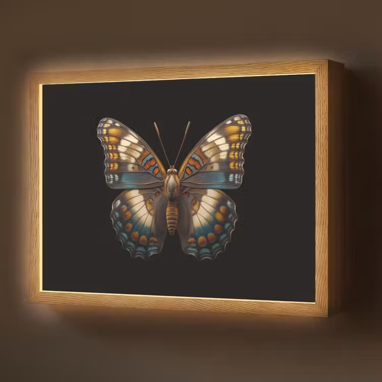 Vlinder - Kleurrijk - mozaïekachtig Light Box met batterij (Wandlamp) middel -z3d_website