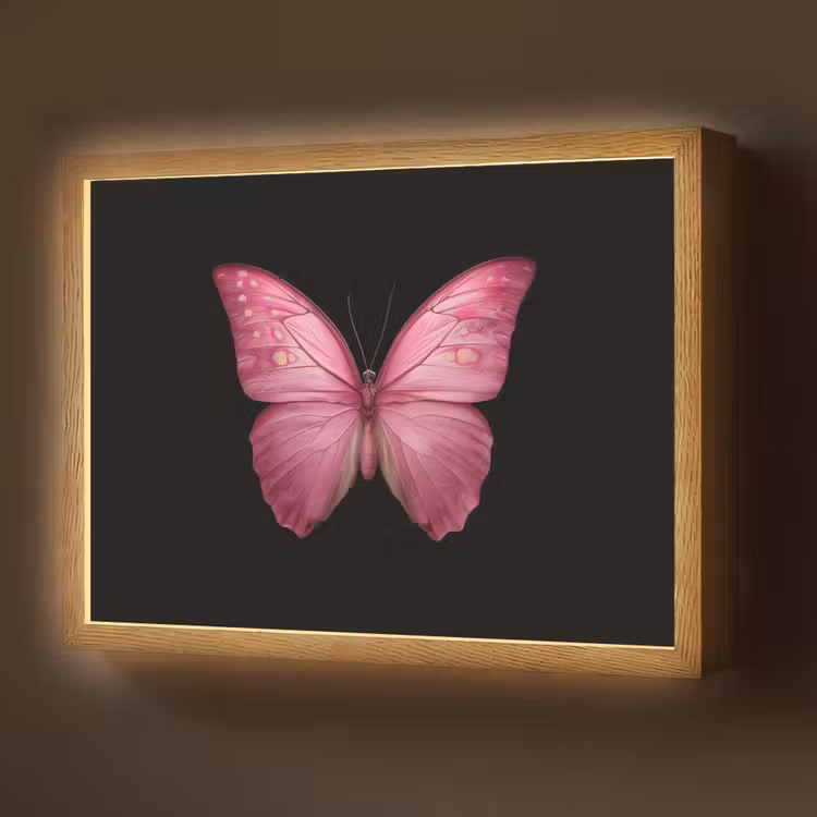 Vlinder - roze - Elegant Light Box met batterij (Wandlamp) middel -z3d_website